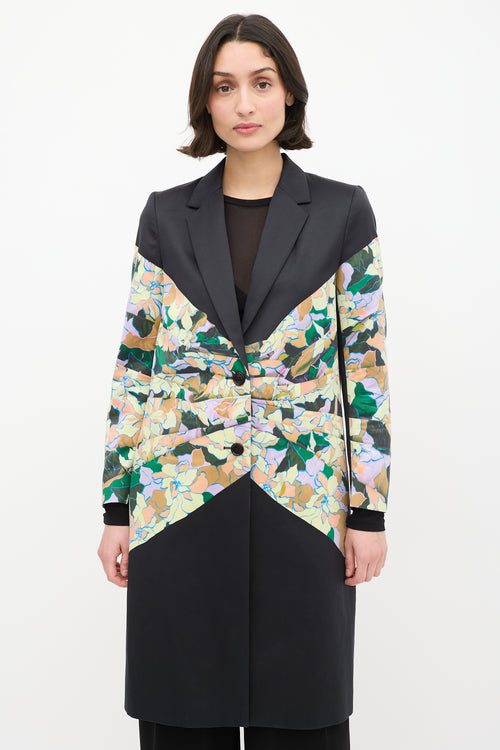 Dries Van Noten 2010 Black & Multi Cotton Floral Coat