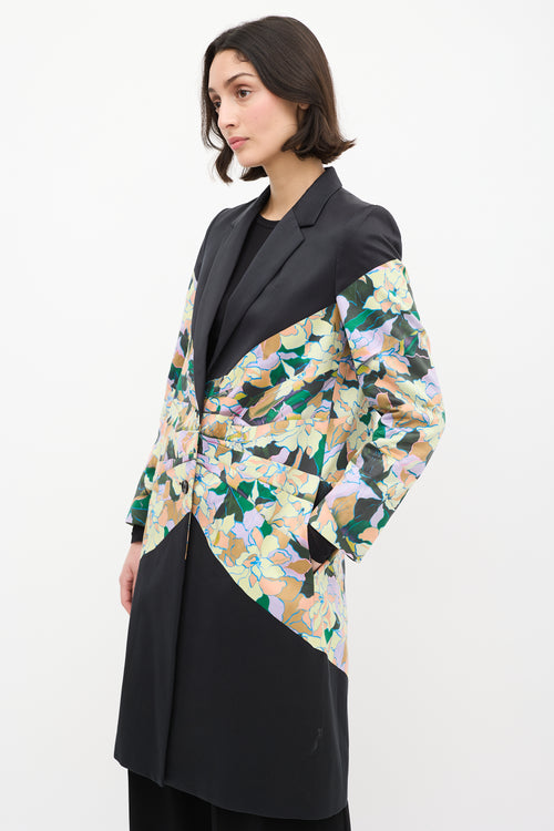 Dries Van Noten 2010 Black & Multi Cotton Floral Coat