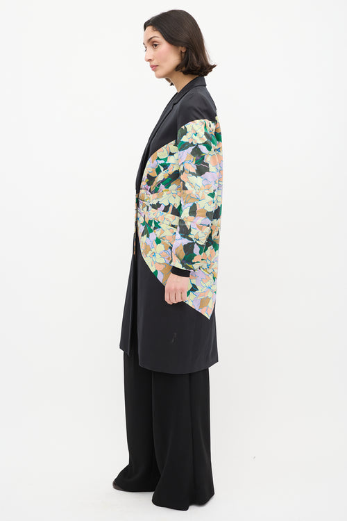 Dries Van Noten 2010 Black & Multi Cotton Floral Coat