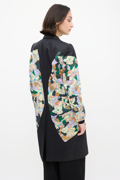 Dries Van Noten 2010 Black & Multi Cotton Floral Coat