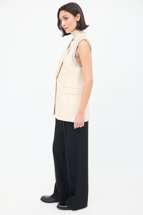 Dries Van Noten Beige Cotton Floral Jacquard Layered Vest