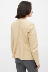Dries Van Noten Beige Cotton & Linen Striped Tie Front Top