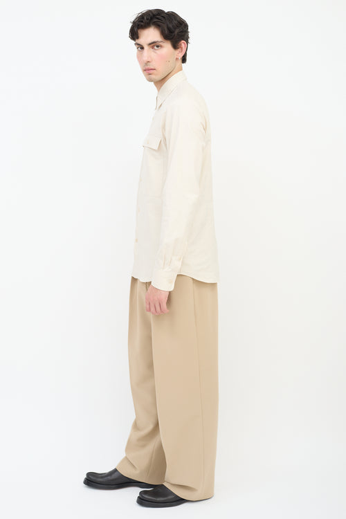 Dries Van Noten Beige Cotton Two Pocket Shirt