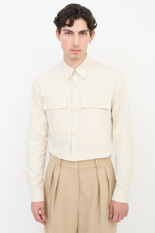 Dries Van Noten Beige Cotton Two Pocket Shirt