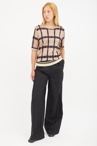 Dries Van Noten Beige & Multicolour Plaid Knit Top