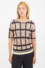 Dries Van Noten Beige & Multicolour Plaid Knit Top