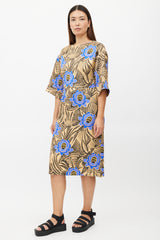 Dries Van Noten Beige & Multicolour Quilted Floral Dress