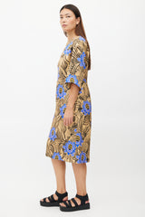 Dries Van Noten Beige & Multicolour Quilted Floral Dress