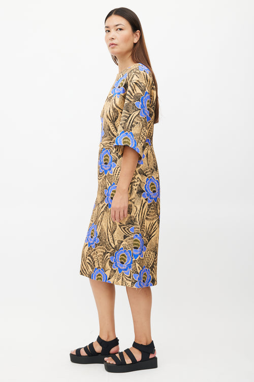 Dries Van Noten Beige & Multicolour Quilted Floral Dress