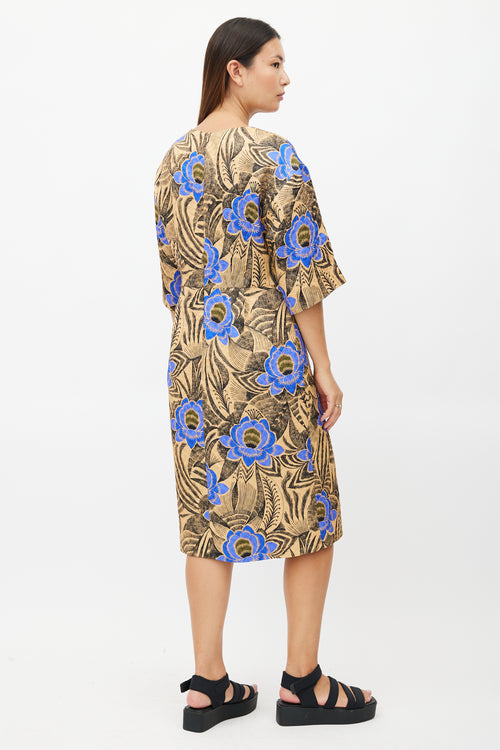 Dries Van Noten Beige & Multicolour Quilted Floral Dress