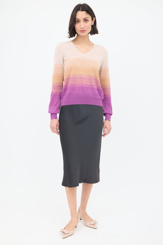 Dries Van Noten Beige & Purple Cotton Ombré Sweater