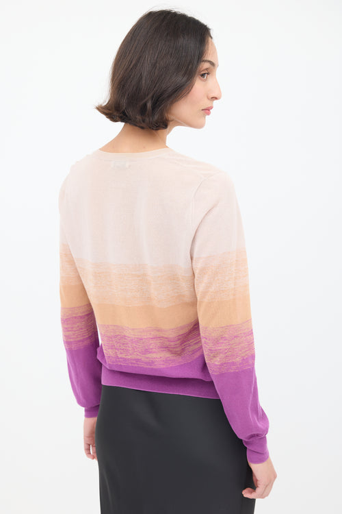 Dries Van Noten Beige & Purple Cotton Ombré Sweater