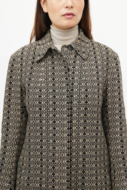 Dries Van Noten Black & Beige Woven Geometric Jacket
