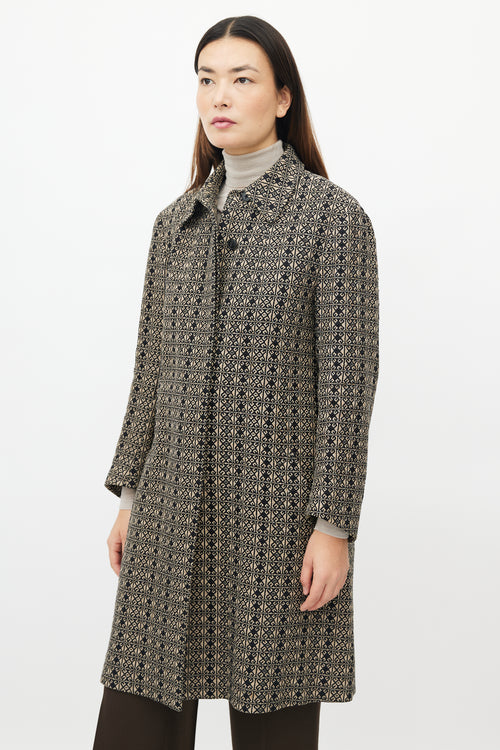 Dries Van Noten Black & Beige Woven Geometric Jacket