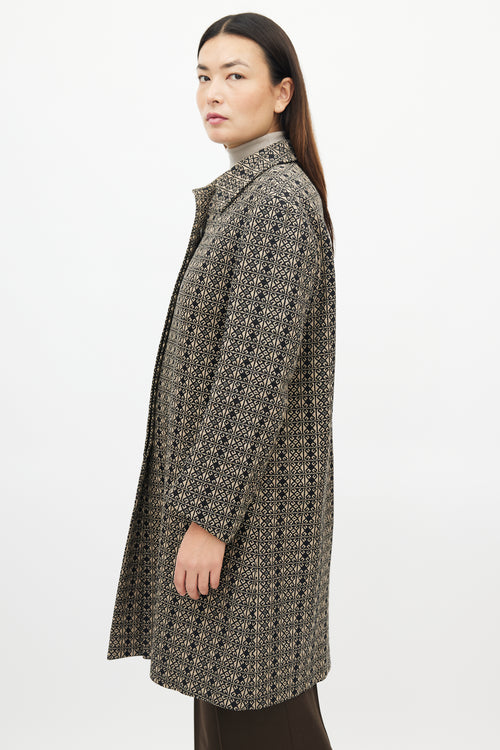 Dries Van Noten Black & Beige Woven Geometric Jacket