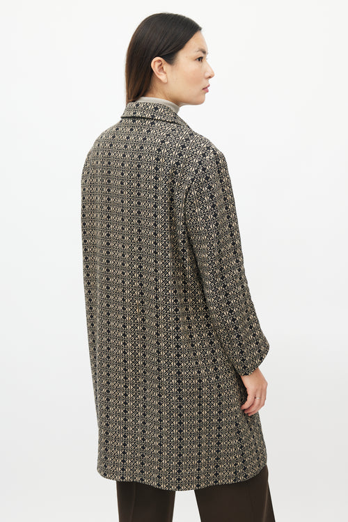Dries Van Noten Black & Beige Woven Geometric Jacket