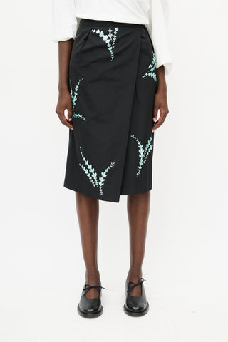 Dries Van Noten Black & Blue Floral Sequin Skirt