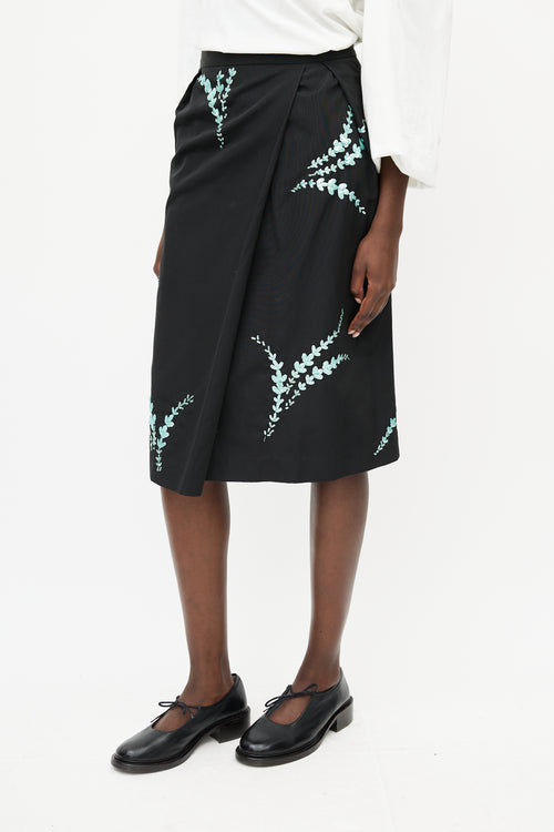 Dries Van Noten Black & Blue Floral Sequin Skirt