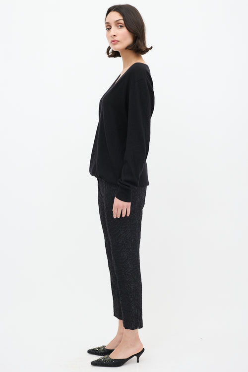 Dries Van Noten Black Cashmere & Silk V-Neck Sweater