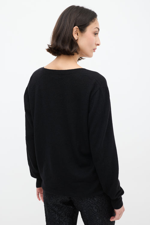 Dries Van Noten Black Cashmere & Silk V-Neck Sweater