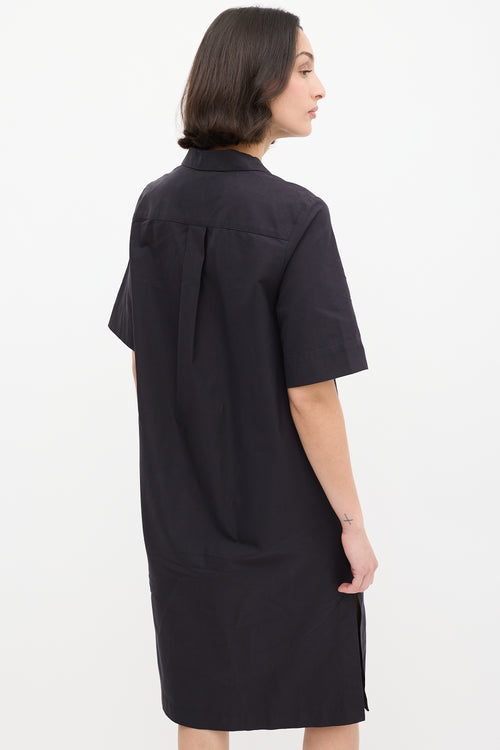 Dries Van Noten Black Cotton Button Up Midi Dress