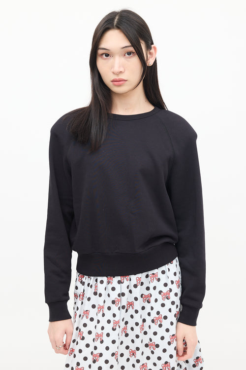 Dries Van Noten Black Cotton Shoulder Pad Crewneck Sweater