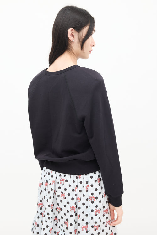 Dries Van Noten Black Cotton Shoulder Pad Crewneck Sweater