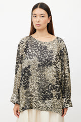 Dries Van Noten Black & Cream Floral Top