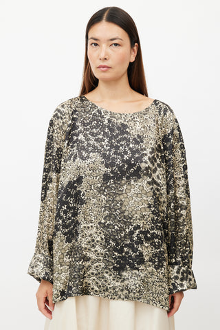 Dries Van Noten Black & Cream Floral Top
