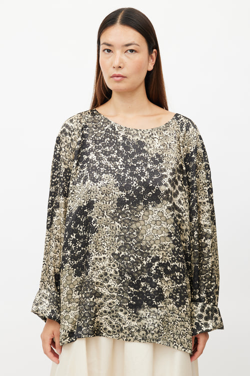 Dries Van Noten Black & Cream Floral Top