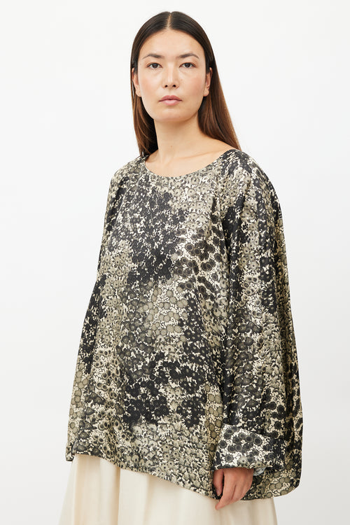 Dries Van Noten Black & Cream Floral Top