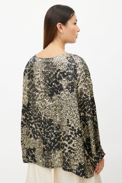 Dries Van Noten Black & Cream Floral Top