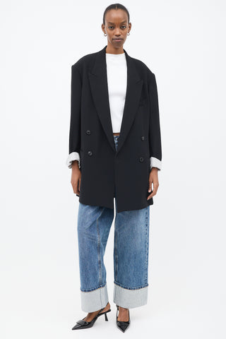 Dries Van Noten Black Double Breasted Oversized  Blazer