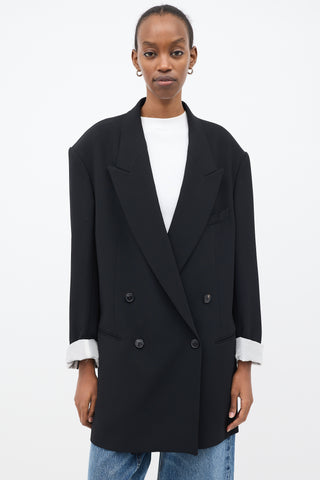 Dries Van Noten Black Double Breasted Oversized  Blazer