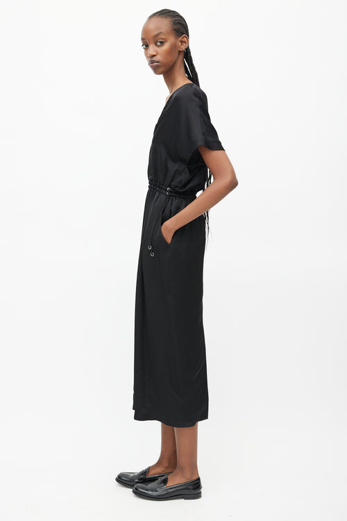 Dries Van Noten Black Drawstring Waist Midi Dress