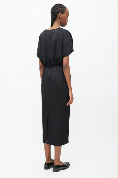 Dries Van Noten Black Drawstring Waist Midi Dress