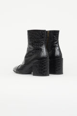 Dries Van Noten Black Embossed Ankle Boot