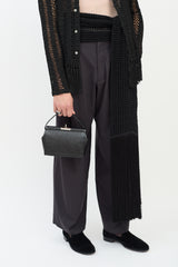Dries Van Noten Black Embossed Leather Top Handle Bag