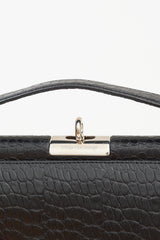 Dries Van Noten Black Embossed Leather Top Handle Bag
