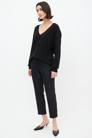 Dries Van Noten Black Embroidered Cropped Trouser