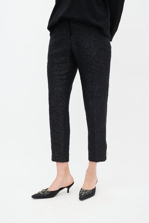 Dries Van Noten Black Embroidered Cropped Trouser