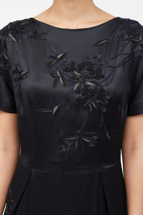 Dries Van Noten Black Embroidered Floral Dress