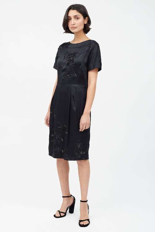 Dries Van Noten Black Embroidered Floral Dress
