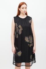 Dries Van Noten SS 2013 Black & Multicolour Silk Floral Sheer Dress