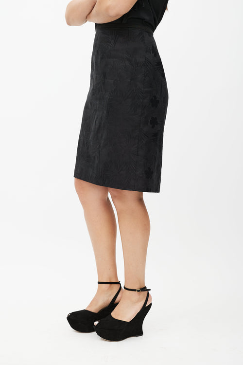 Dries Van Noten Black Floral Jacquard Skirt