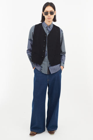Dries Van Noten Black & Grey Wool Striped Vest