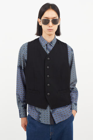 Dries Van Noten Black & Grey Wool Striped Vest