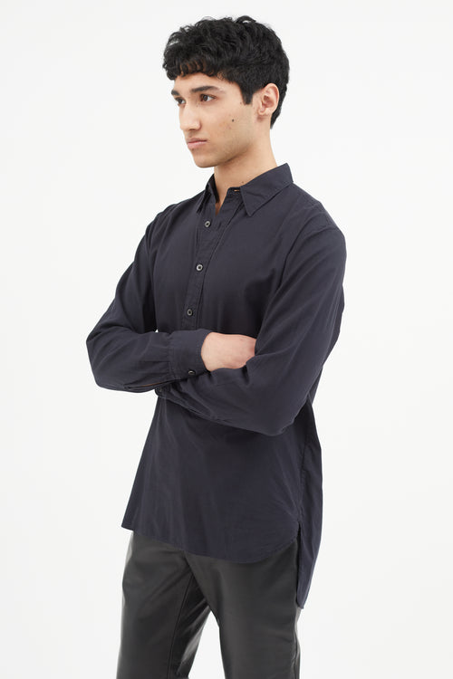 Dries Van Noten Black Half Buttoned Shirt