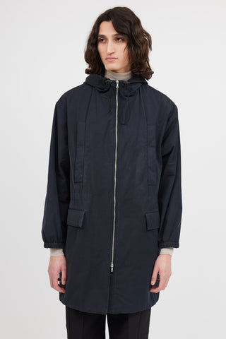 Dries Van Noten Navy Hooded Mid Length Jacket