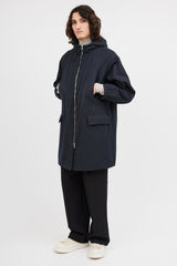 Dries Van Noten Navy Hooded Mid Length Jacket